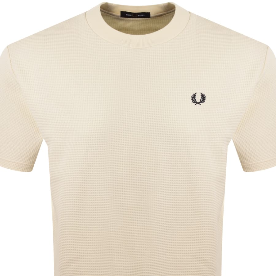 Image number 2 for Fred Perry Waffle T Shirt Cream