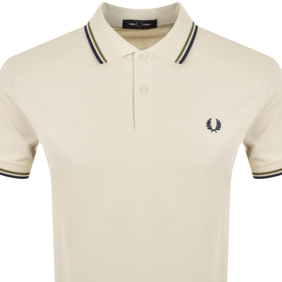 Image number 2 for Fred Perry Twin Tipped Polo T Shirt Cream