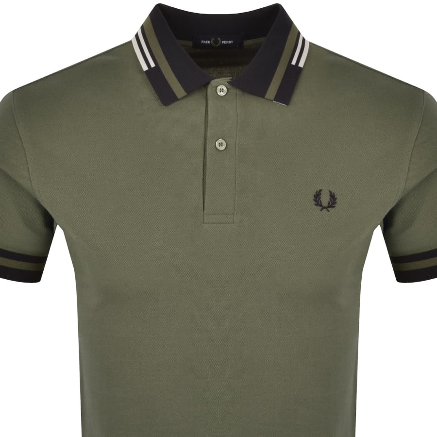 Image number 2 for Fred Perry Abstract Tipped Polo T Shirt Green