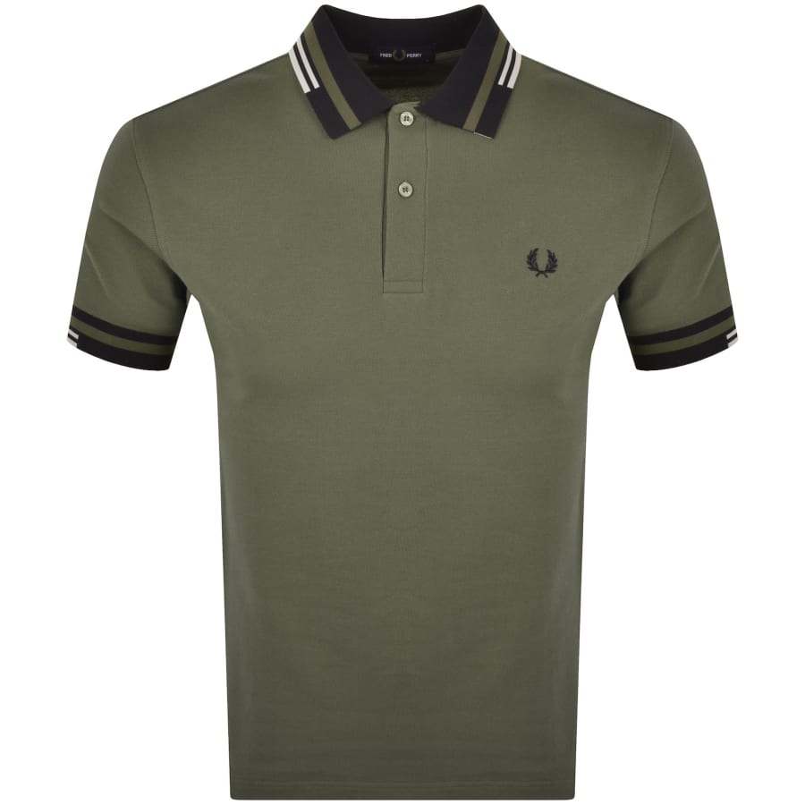 Image number 1 for Fred Perry Abstract Tipped Polo T Shirt Green