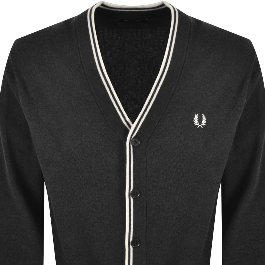 Image number 2 for Fred Perry Classic Knit Cardigan Grey