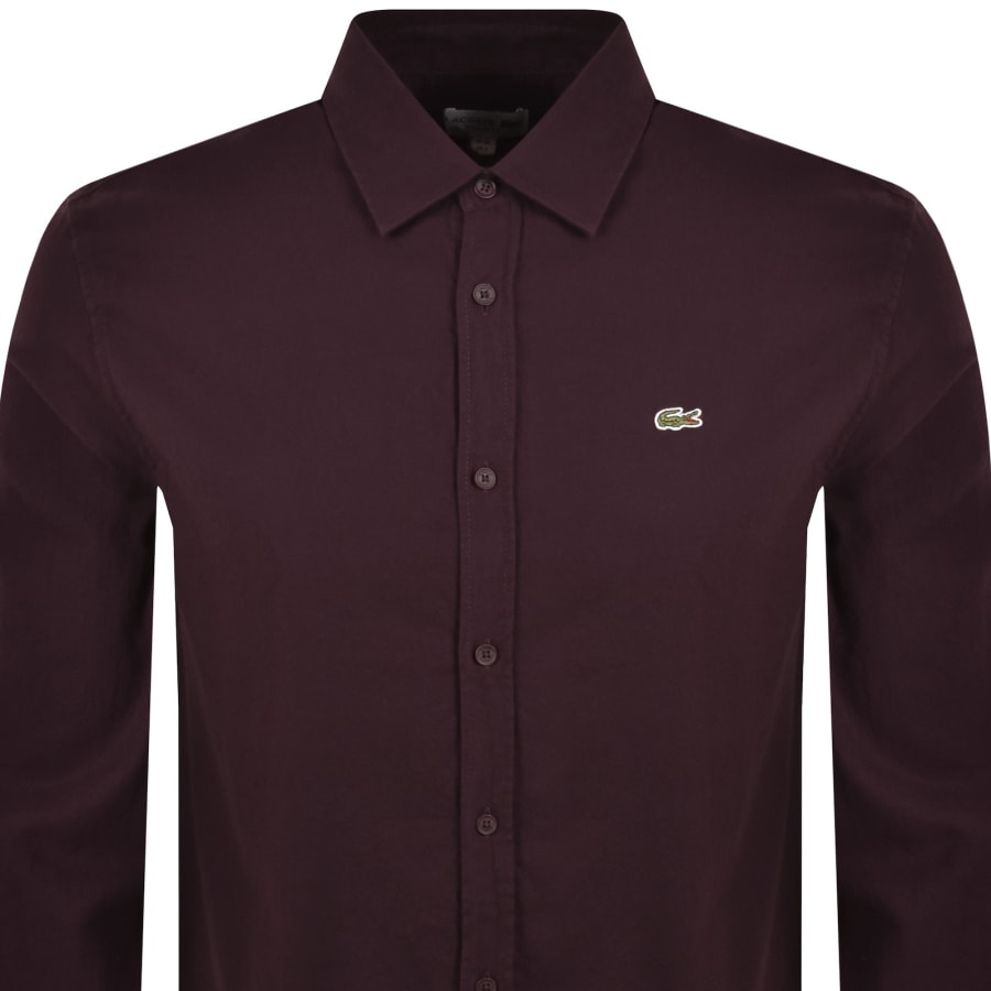 Image number 2 for Lacoste Woven Long Sleeved Shirt Red