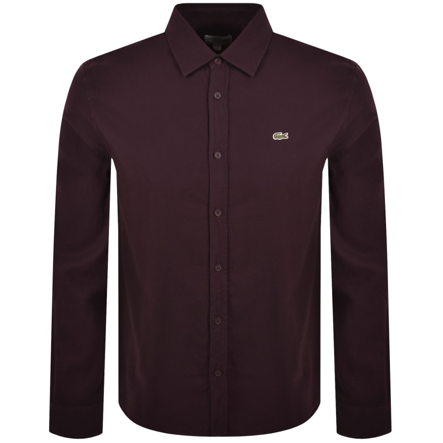 Image number 1 for Lacoste Woven Long Sleeved Shirt Red