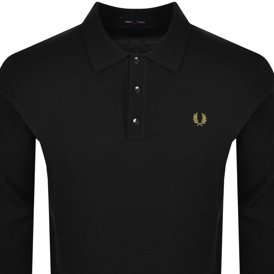 Image number 2 for Fred Perry Long Sleeve Knit Polo Black