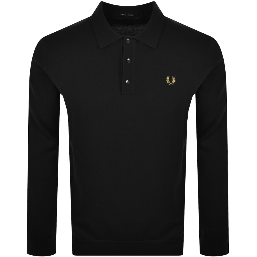 Image number 1 for Fred Perry Long Sleeve Knit Polo Black