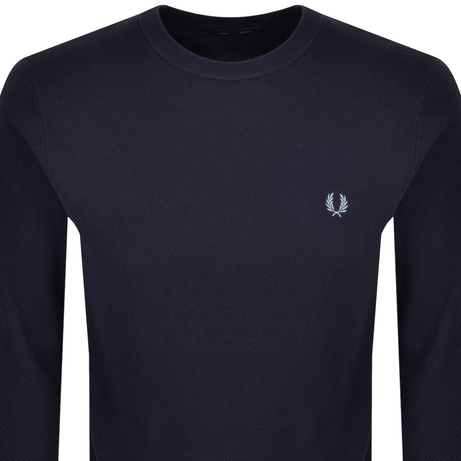 Image number 2 for Fred Perry Pique Stitch Jumper Navy