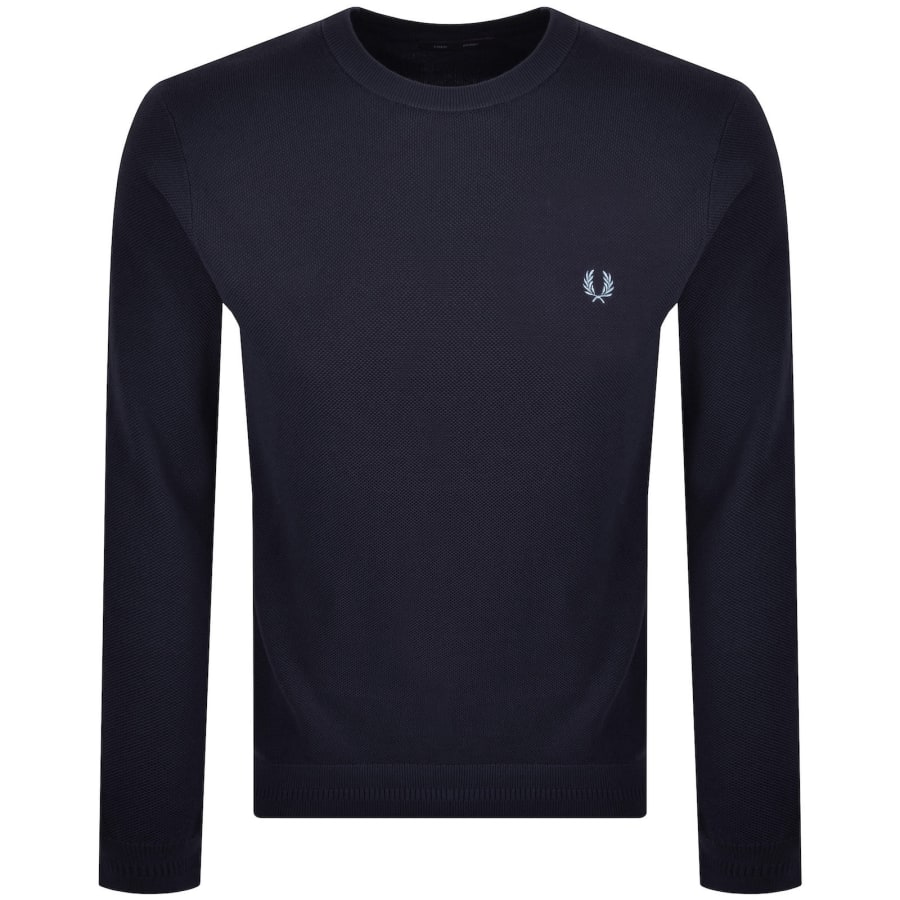 Image number 1 for Fred Perry Pique Stitch Jumper Navy