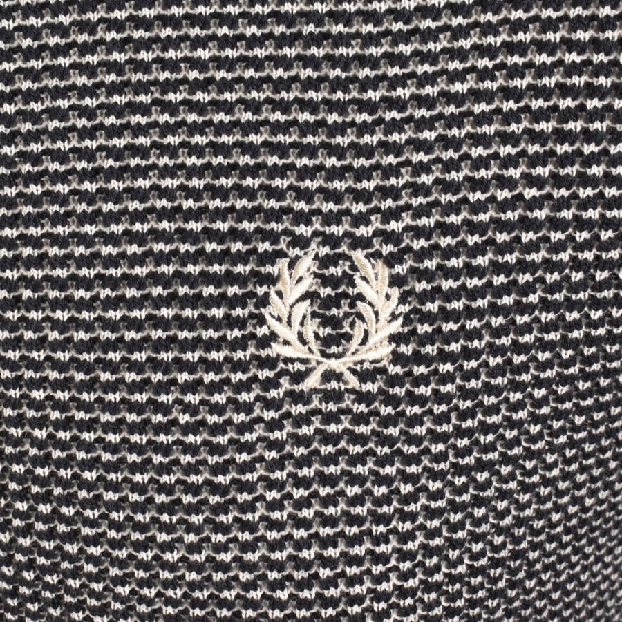 Image number 3 for Fred Perry Textured Zip Knit Polo Navy
