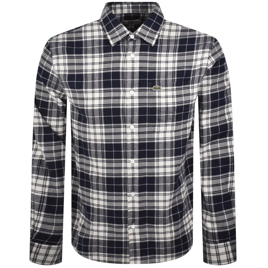 Image number 1 for Lacoste Woven Short Sleeved Shirt Navy