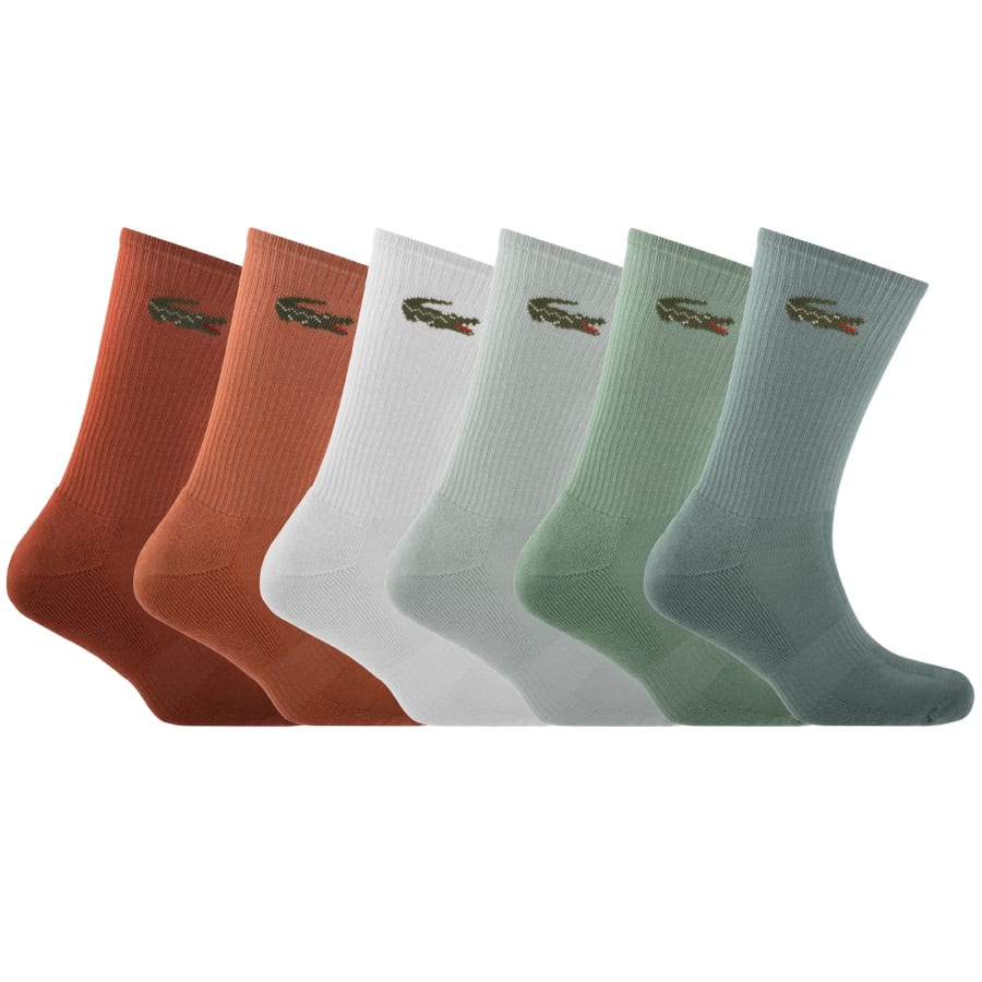Image number 1 for Lacoste 6 Pack Sport Crew Socks Multi