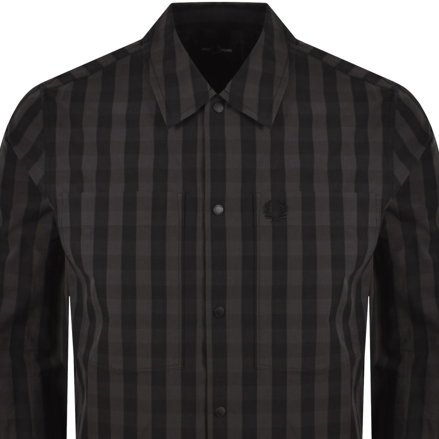 Image number 2 for Fred Perry Gingham Overshirt Black