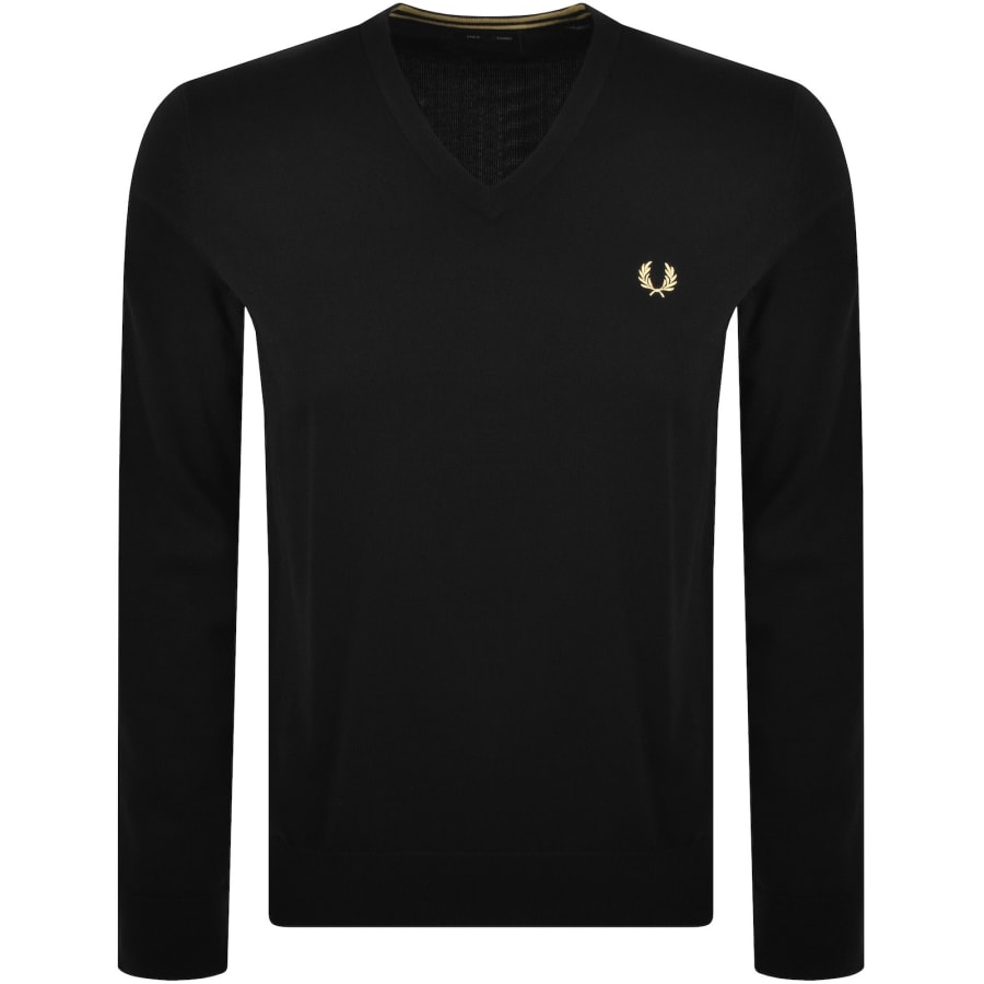 Image number 1 for Fred Perry V Neck Knit Jumper Black