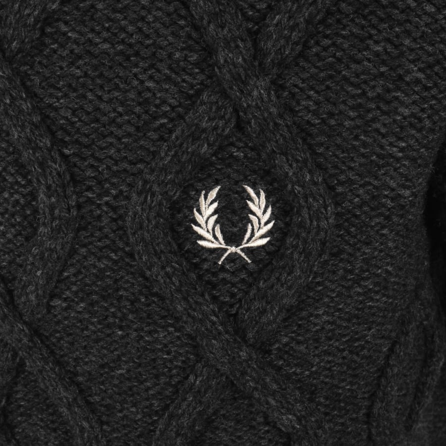 Image number 3 for Fred Perry Chunky Cable Knit Jumper Grey