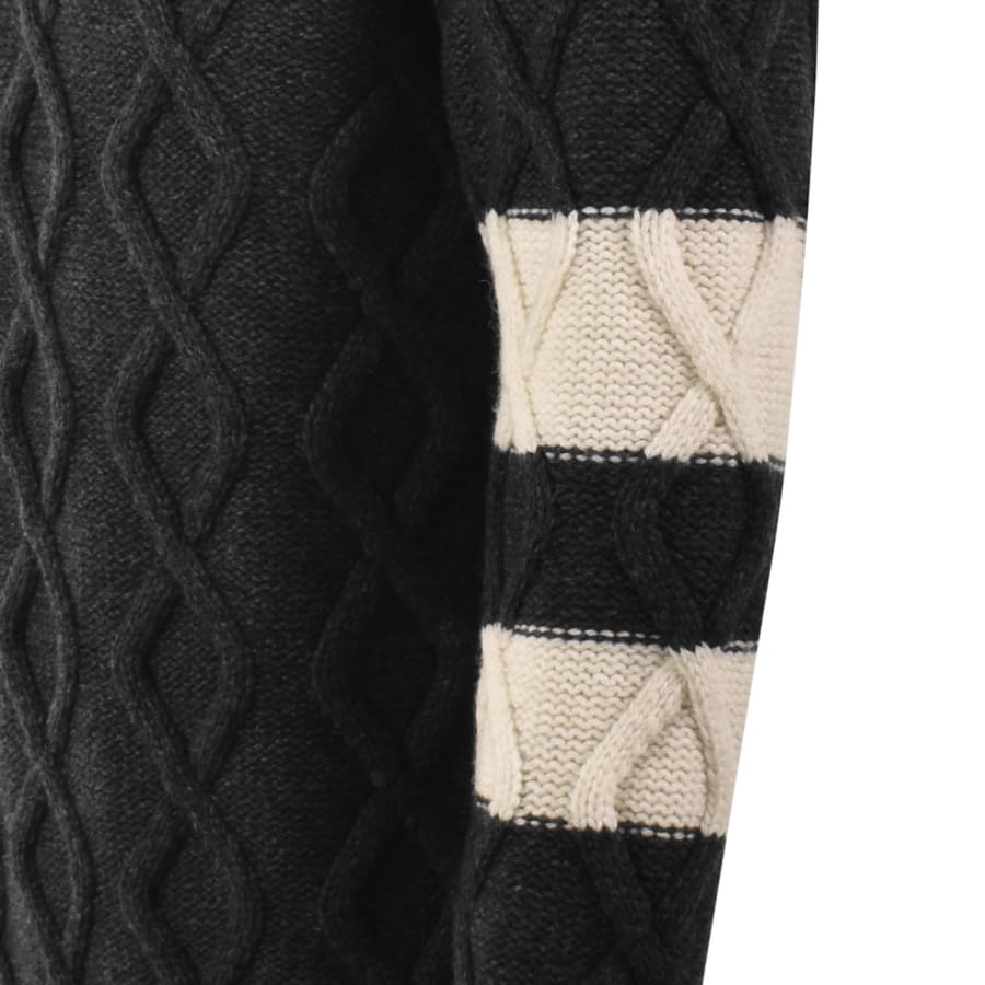 Image number 4 for Fred Perry Chunky Cable Knit Jumper Grey