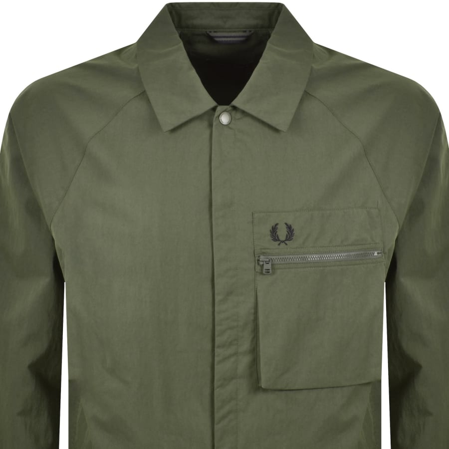 Image number 2 for Fred Perry Raglan Overshirt Green