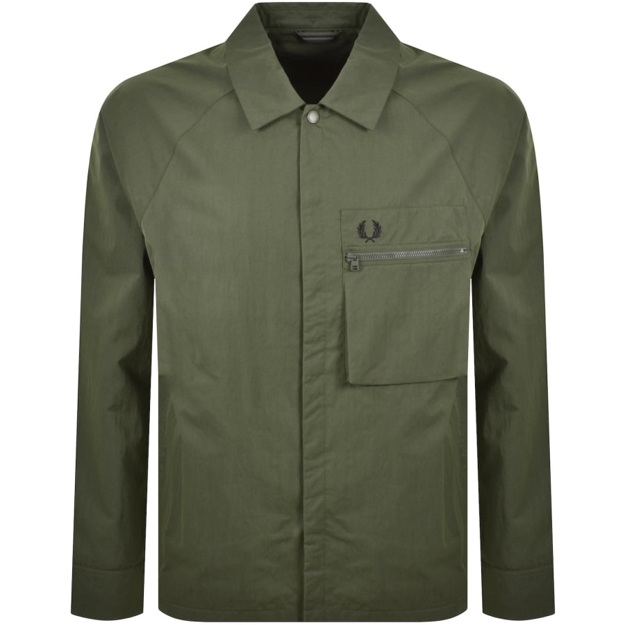 Image number 1 for Fred Perry Raglan Overshirt Green