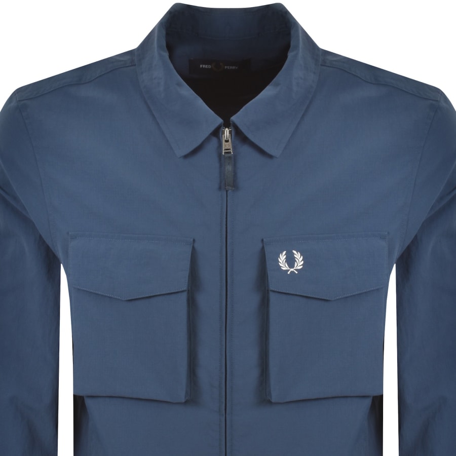 Image number 2 for Fred Perry Ripstop Pocket Overshirt Mod Blue