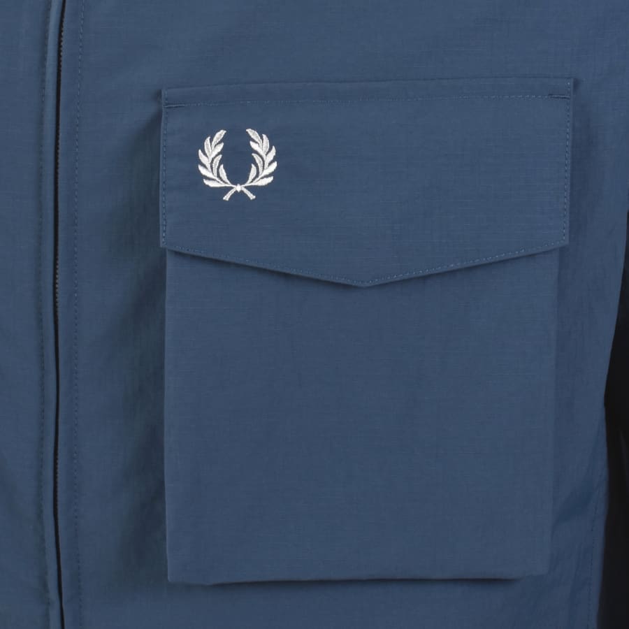 Image number 3 for Fred Perry Ripstop Pocket Overshirt Mod Blue