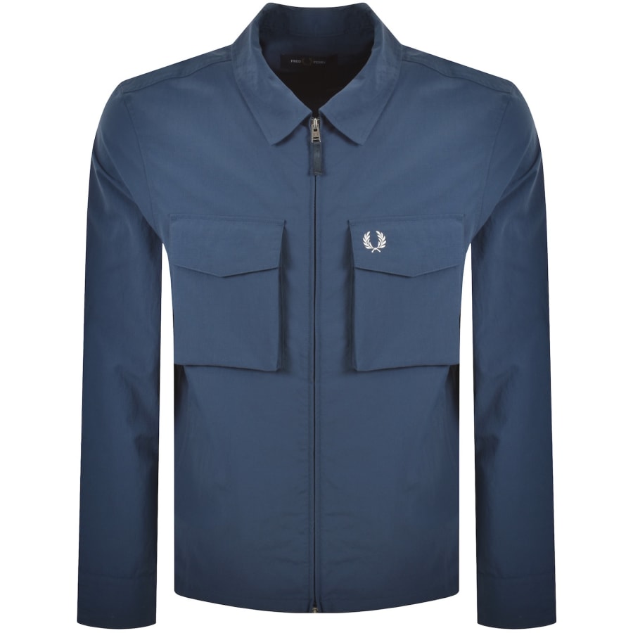 Image number 1 for Fred Perry Ripstop Pocket Overshirt Mod Blue