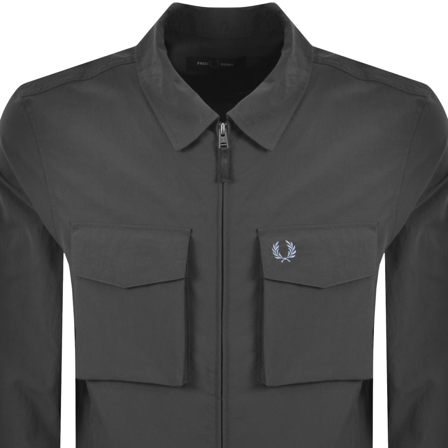 Image number 2 for Fred Perry Ripstop Pocket Overshirt Grey