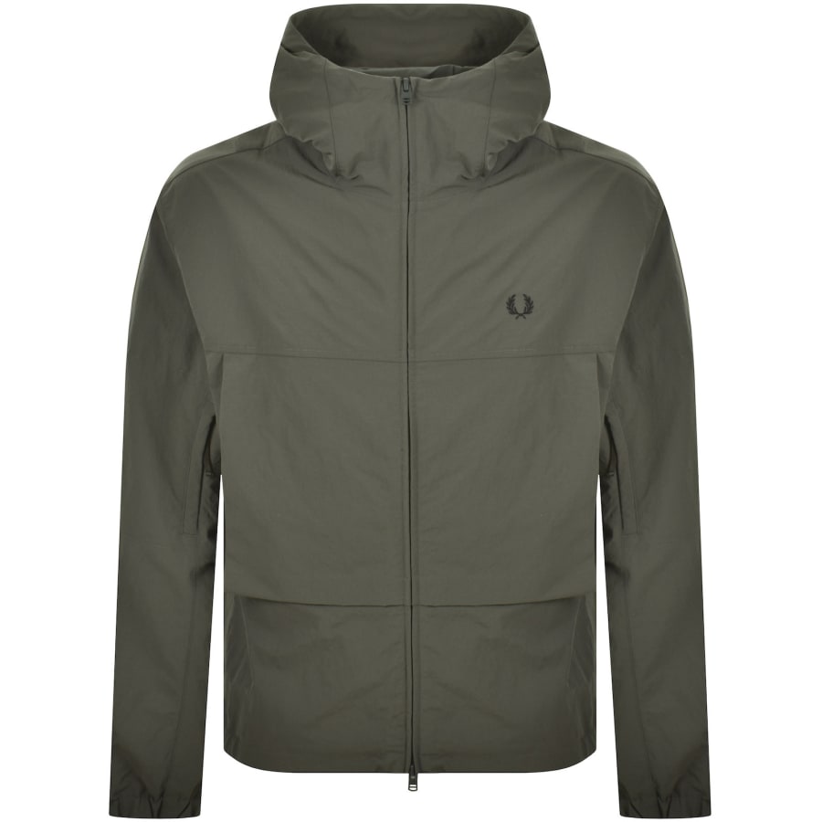 Image number 1 for Fred Perry Boxy Hooded Jacket Green