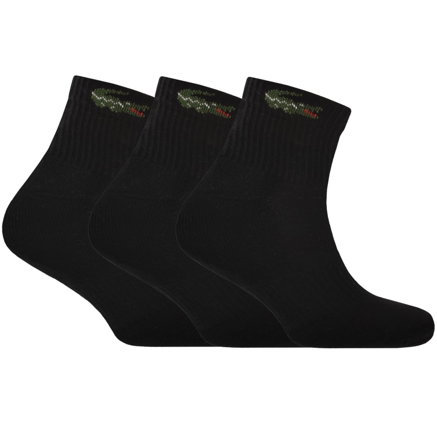 Image number 1 for Lacoste 3 Pack Ankle Socks Black