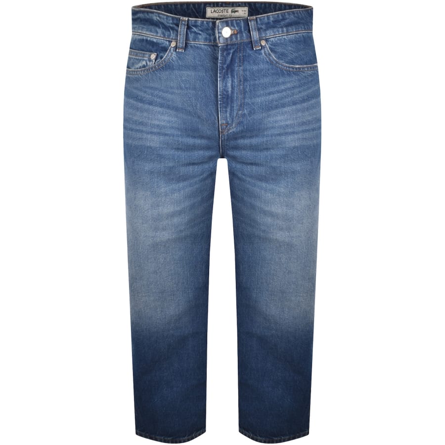 Image number 2 for Lacoste Straight Fit Mid Wash Jeans Blue