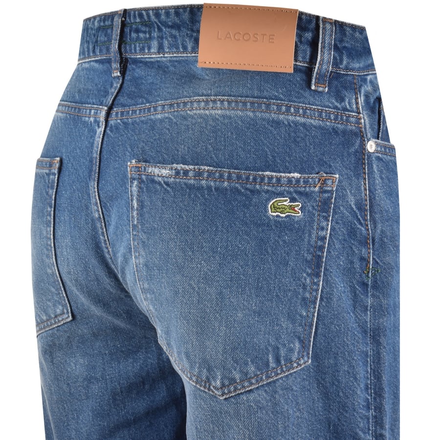 Image number 4 for Lacoste Straight Fit Mid Wash Jeans Blue