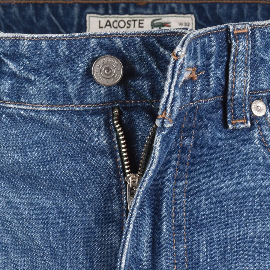 Image number 5 for Lacoste Straight Fit Mid Wash Jeans Blue