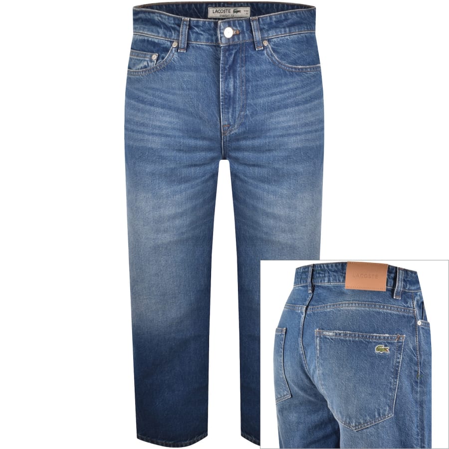 Image number 1 for Lacoste Straight Fit Mid Wash Jeans Blue