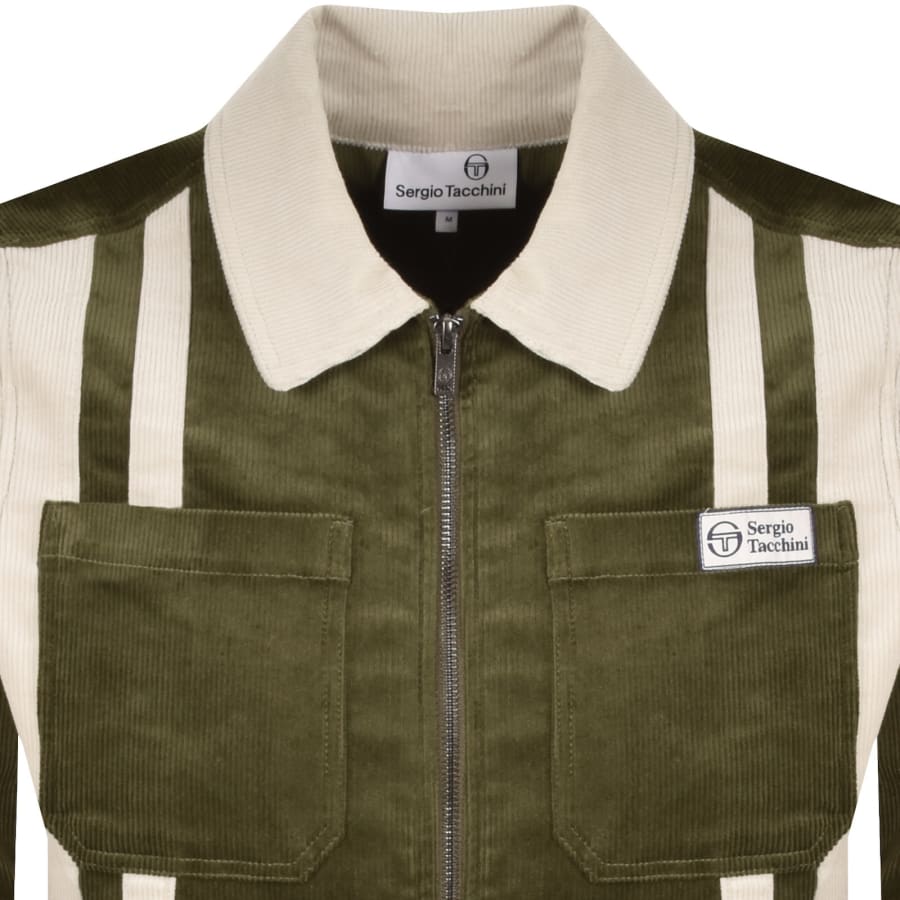 Image number 2 for Sergio Tacchini Corduroy Track Jacket Green
