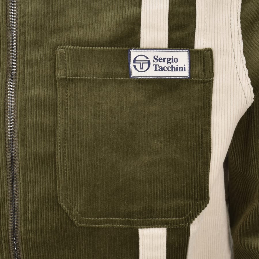 Image number 3 for Sergio Tacchini Corduroy Track Jacket Green