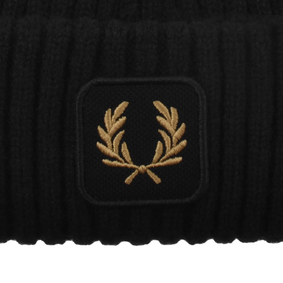 Image number 3 for Fred Perry Ribbed Wool Beanie Black
