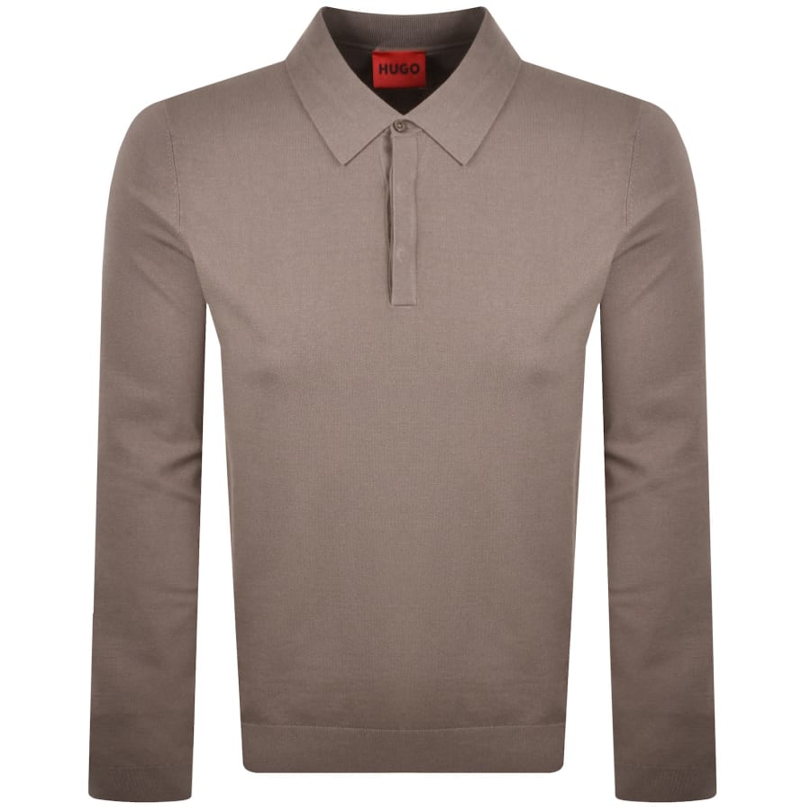 Image number 1 for HUGO San Pippo Slim Fit Knit Polo Brown
