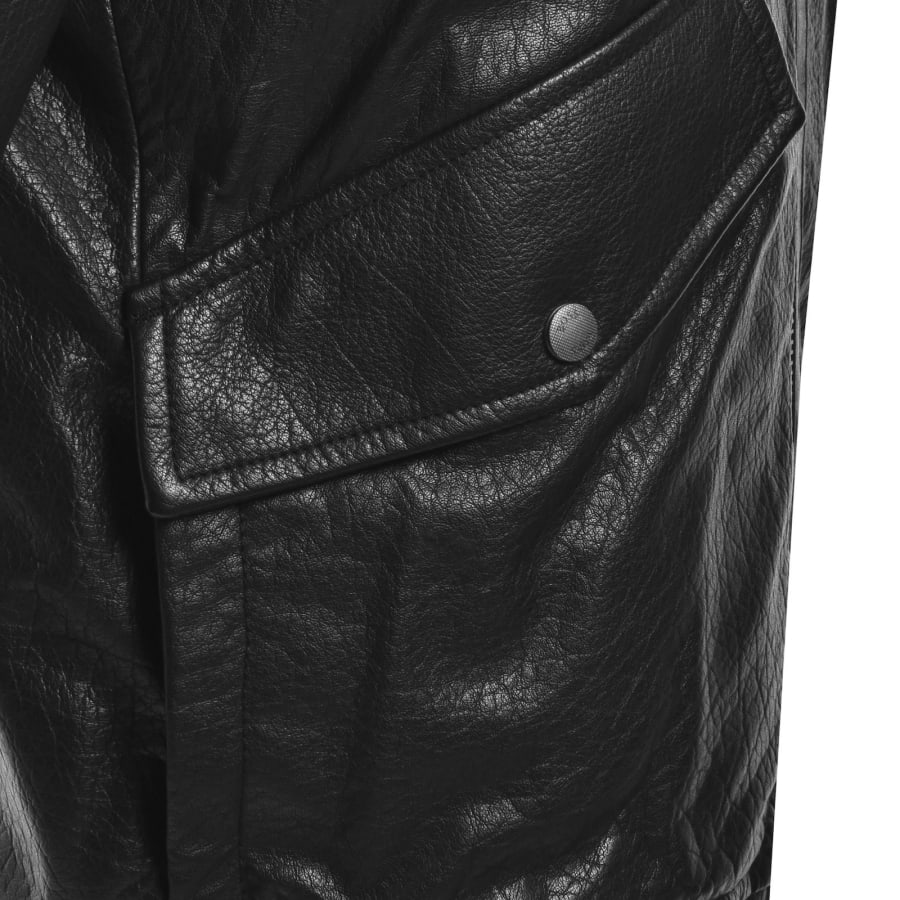 Image number 4 for BOSS Jopeak Leather Aviator Jacket Black