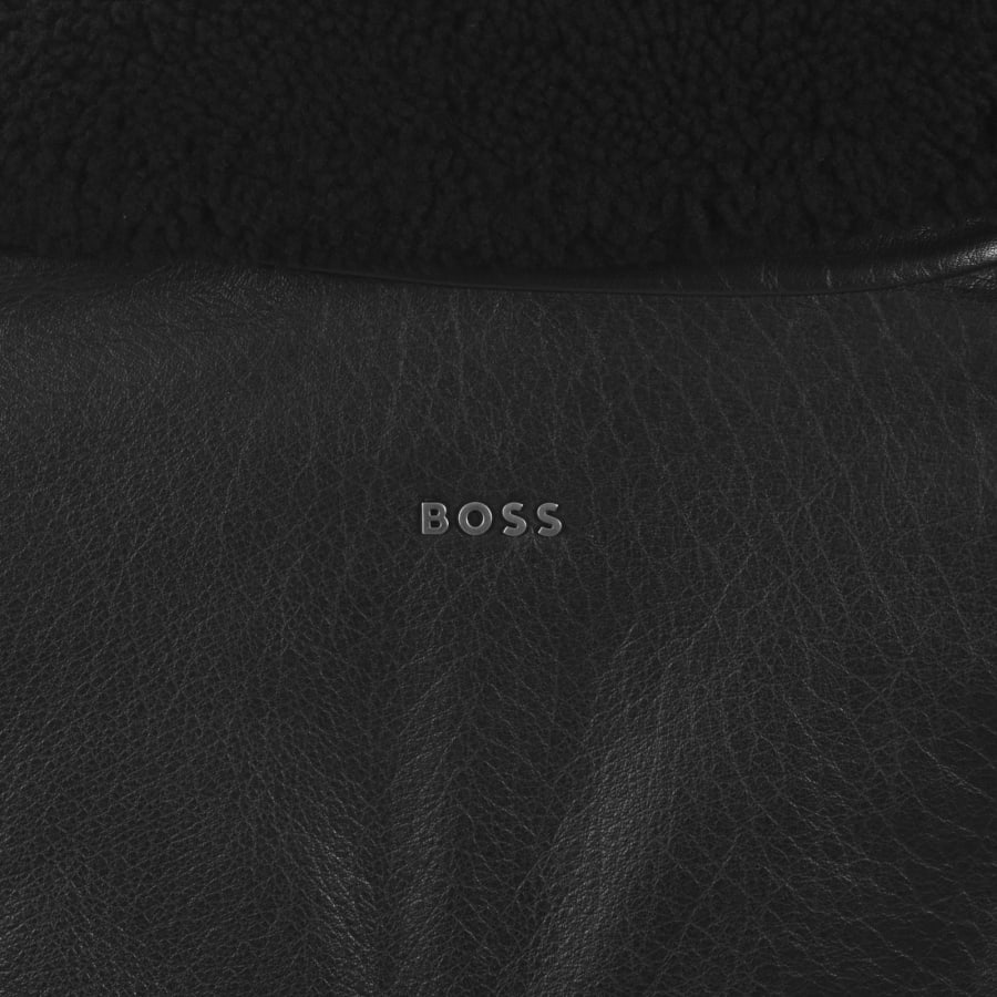 Image number 5 for BOSS Jopeak Leather Aviator Jacket Black