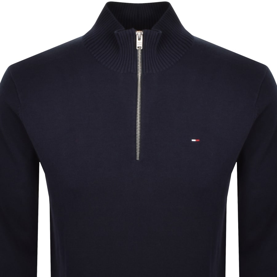Image number 2 for Tommy Jeans Quarter Zip Knit Jumper Navy