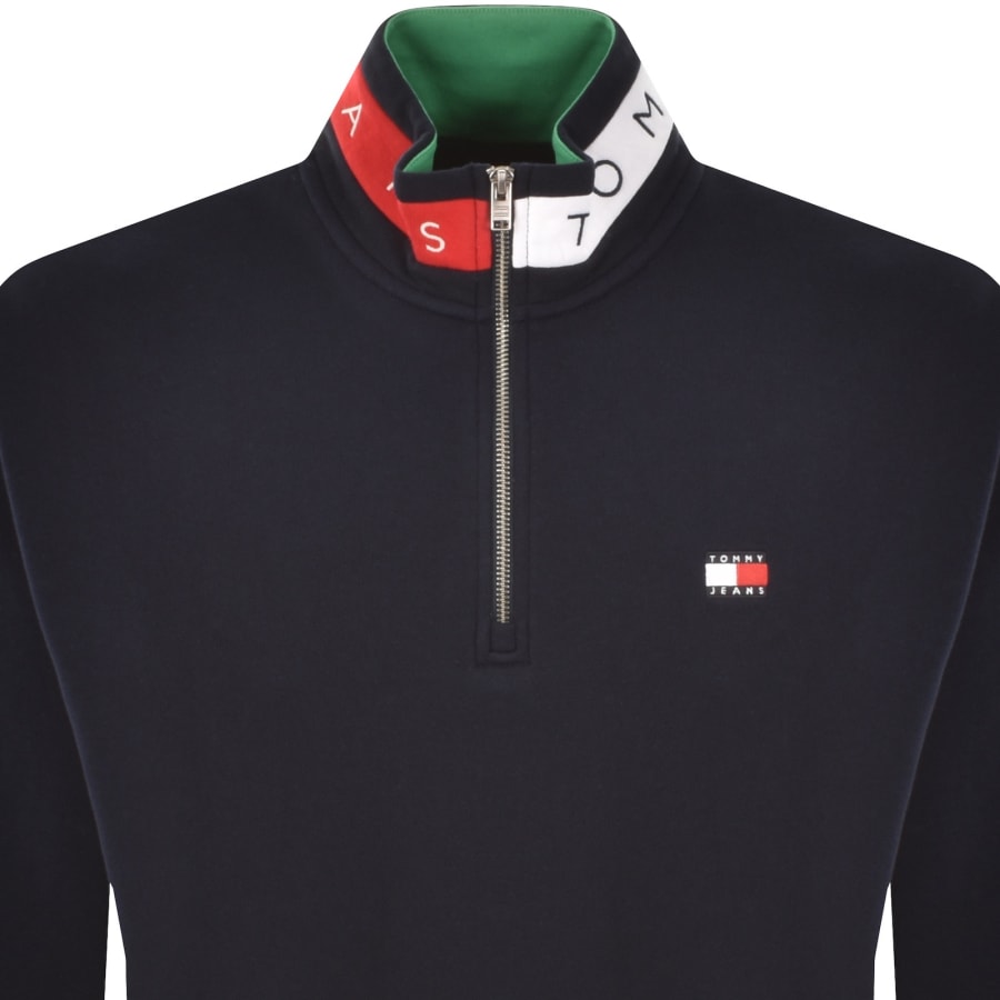 Image number 2 for Tommy Jeans Quarter Zip Sweatshirt Navy
