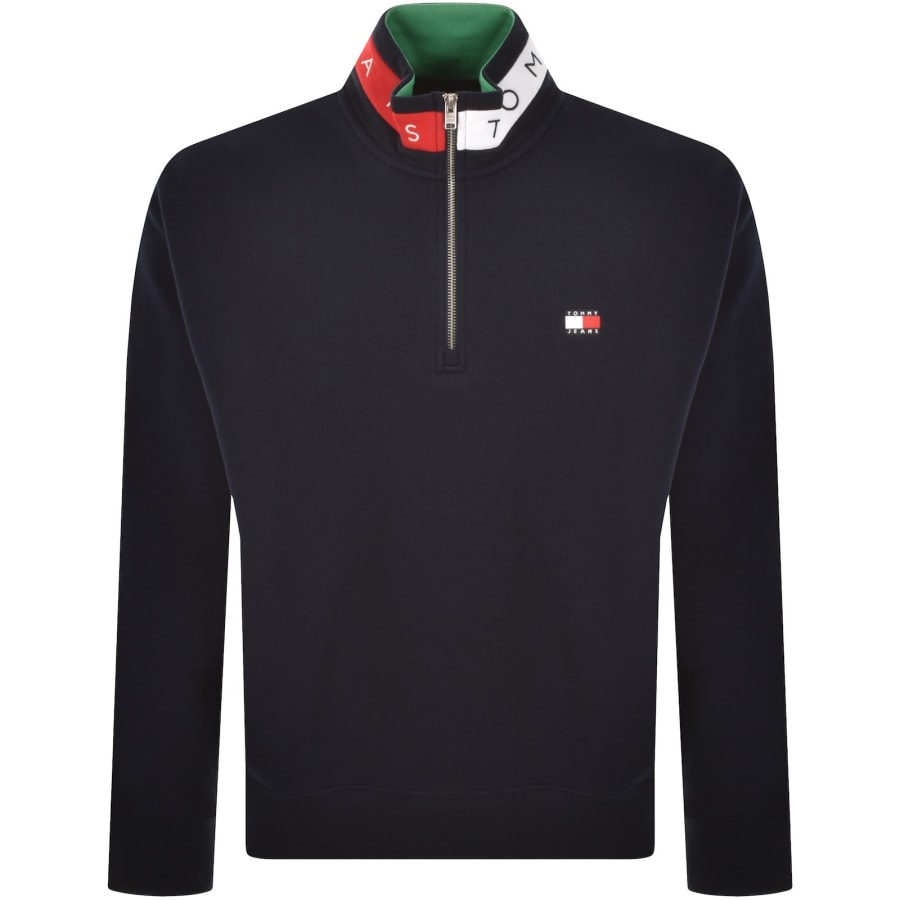Image number 1 for Tommy Jeans Quarter Zip Sweatshirt Navy