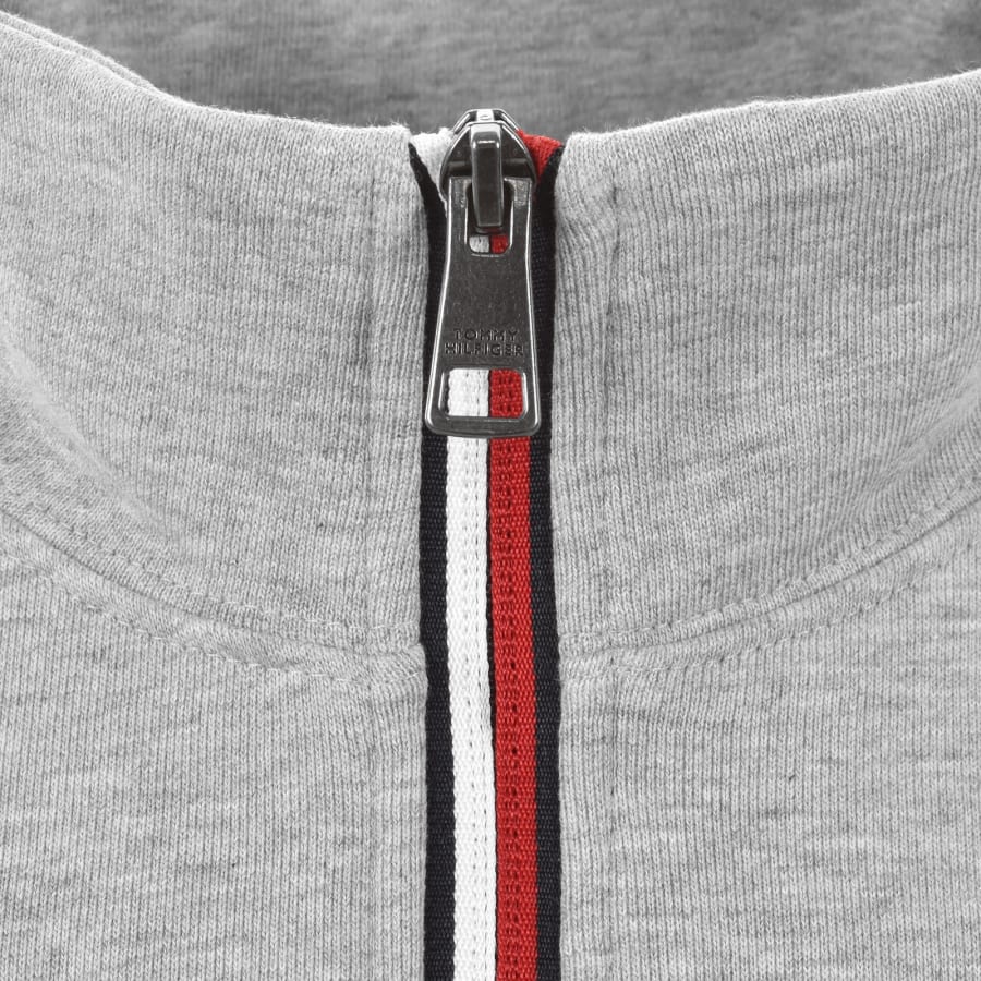 Image number 4 for Tommy Hilfiger Quarter Zip Fleece Sweatshirt Grey