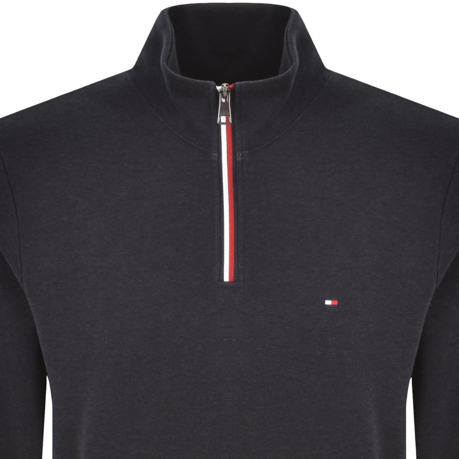 Image number 2 for Tommy Hilfiger Quarter Zip Fleece Sweatshirt Navy