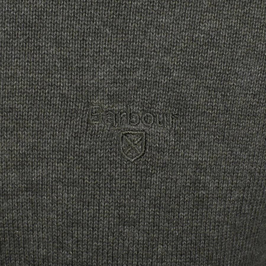 Image number 3 for Barbour Half Zip Knit Jumper Green