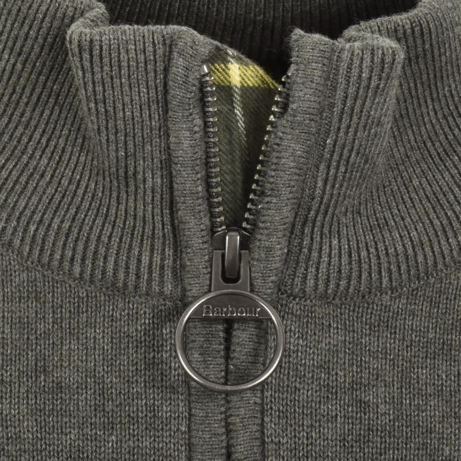 Image number 4 for Barbour Half Zip Knit Jumper Green