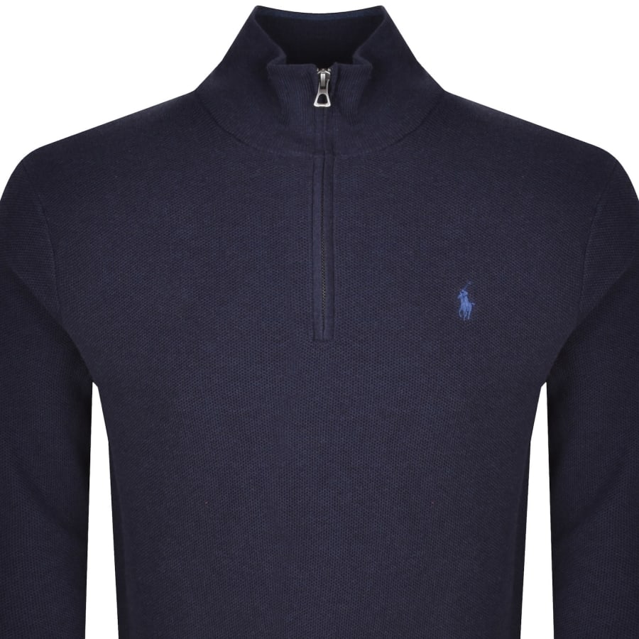 Image number 2 for Ralph Lauren Half Zip Knit Jumper Navy