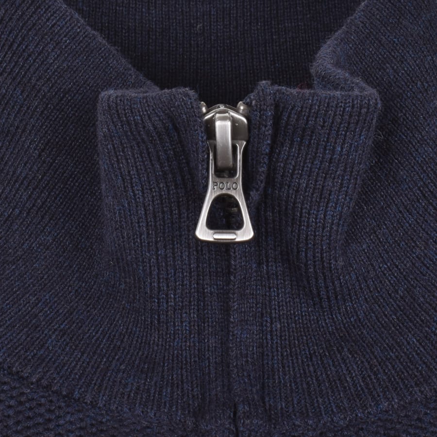 Image number 4 for Ralph Lauren Half Zip Knit Jumper Navy