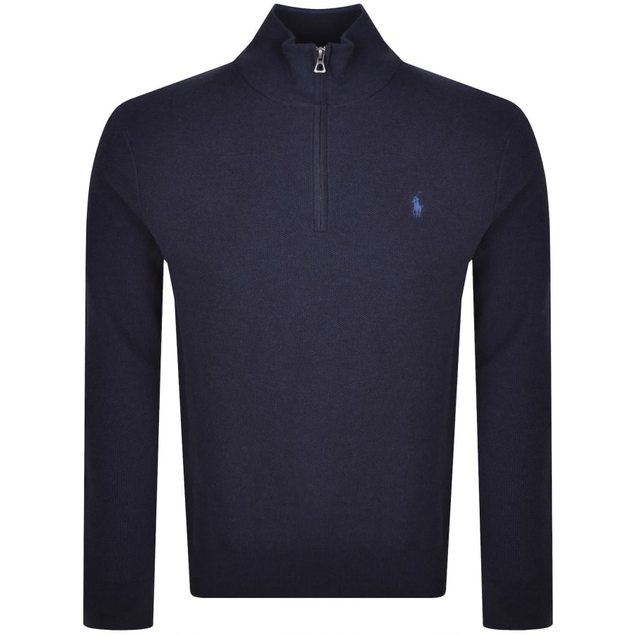 Image number 1 for Ralph Lauren Half Zip Knit Jumper Navy