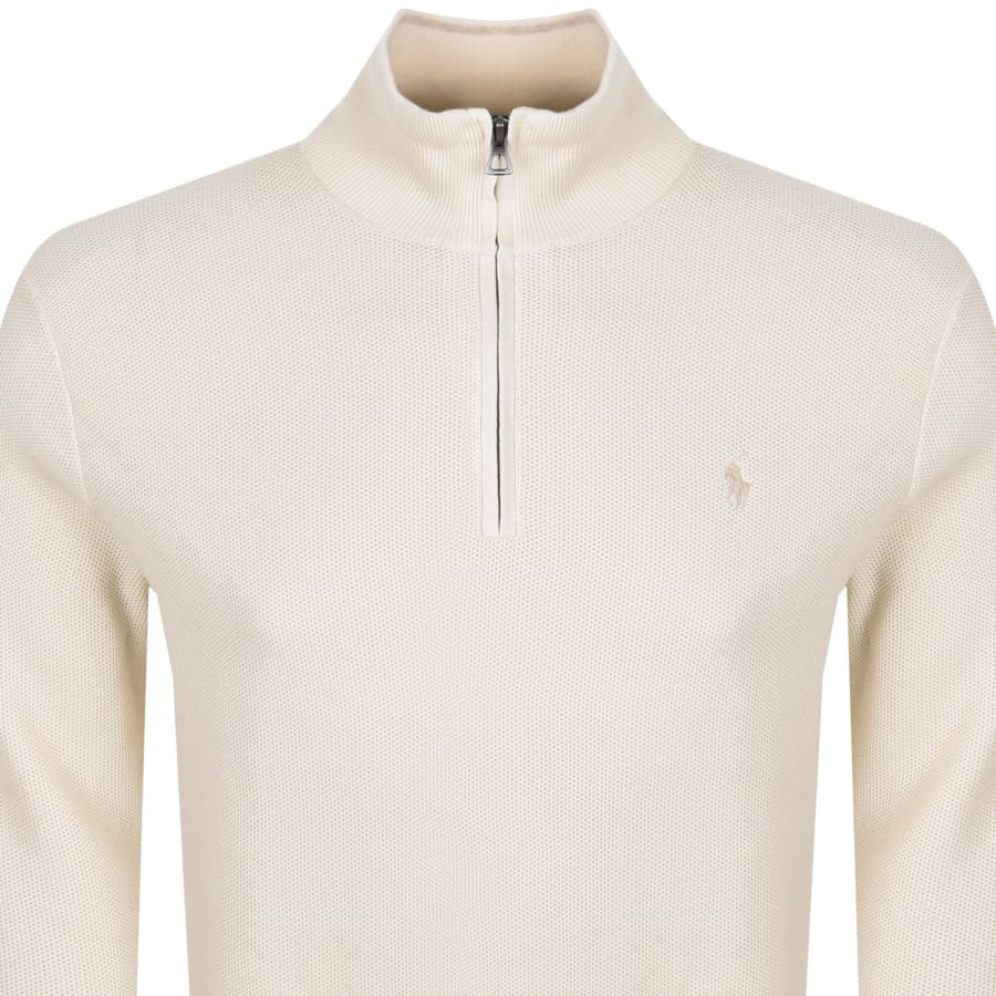 Image number 2 for Ralph Lauren Half Zip Knit Jumper Cream