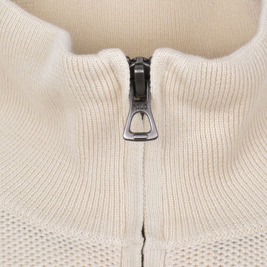Image number 4 for Ralph Lauren Half Zip Knit Jumper Cream