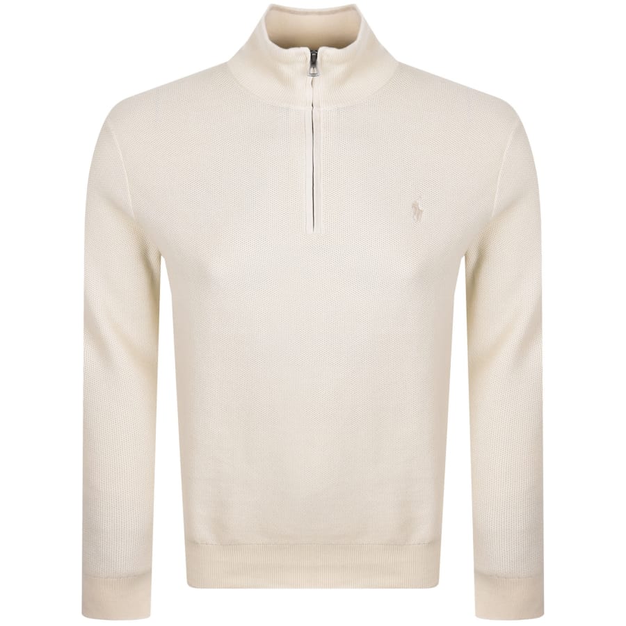 Image number 1 for Ralph Lauren Half Zip Knit Jumper Cream