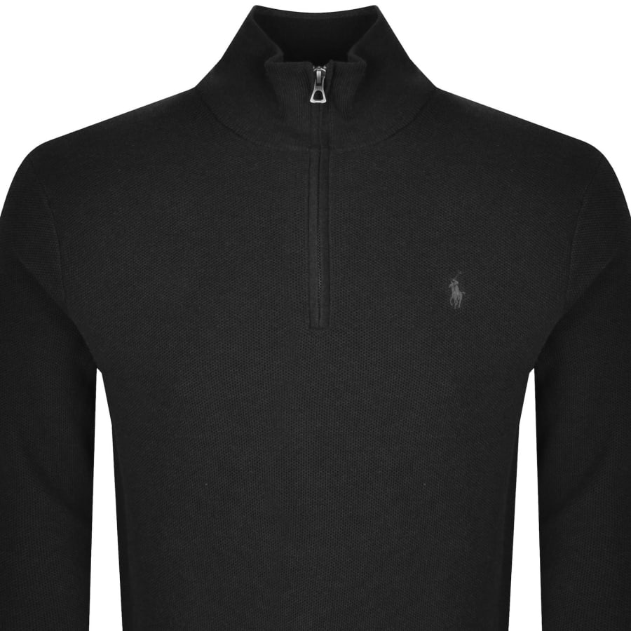 Image number 2 for Ralph Lauren Half Zip Knit Jumper Black